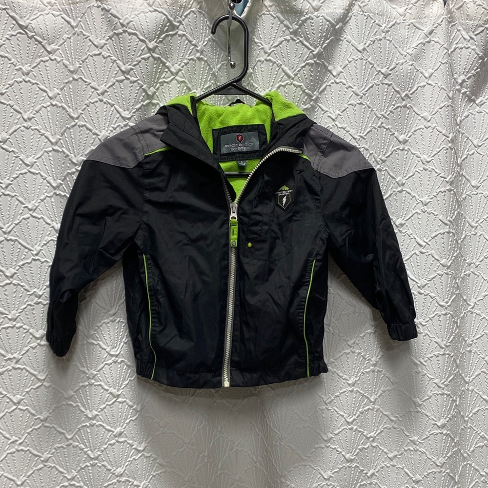 Protection System‎ size 4 Black and Green Hooded Jacket zip up unisex rain